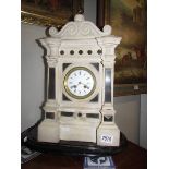 A heavy mantel clock, movement good, porcelain dial has cracks, in working order. COLLECT ONLY.