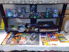 A quantity of Pokemon cards, boxed Skylanders figures and Sonic ephemera and miscellaneous comics