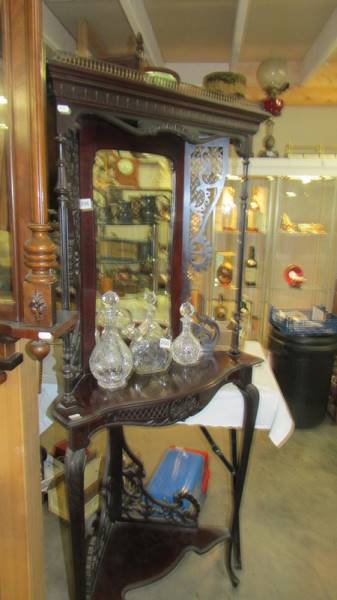 A Victorian mahogany corner stand with fretwork sides, COLLECT ONLY.