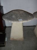 A Concrete garden mushroom, 51 cm high x 46 cm diameter. COLLECT ONLY.