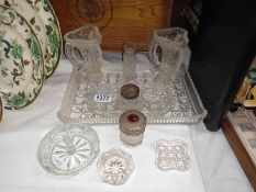 A 1930's glass dressing table trinket set