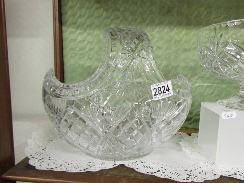 Two cut glass baskets and a cut glass bowl, COLLECT ONLY. - Image 2 of 4