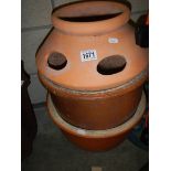 A strawberry planter pot, 35cm diameter x 26cm deep and 2 bulb pots, 36cm diameter and 25cm deep,