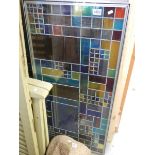 Two stained glass windows in aluminium frames. 53 x 106 cm. COLLECT ONLY.