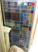 Two stained glass windows in aluminium frames. 53 x 106 cm. COLLECT ONLY.