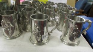 13 R.A.F Waddington Rugby club pewter tankards, all in enthusiastically used condition.
