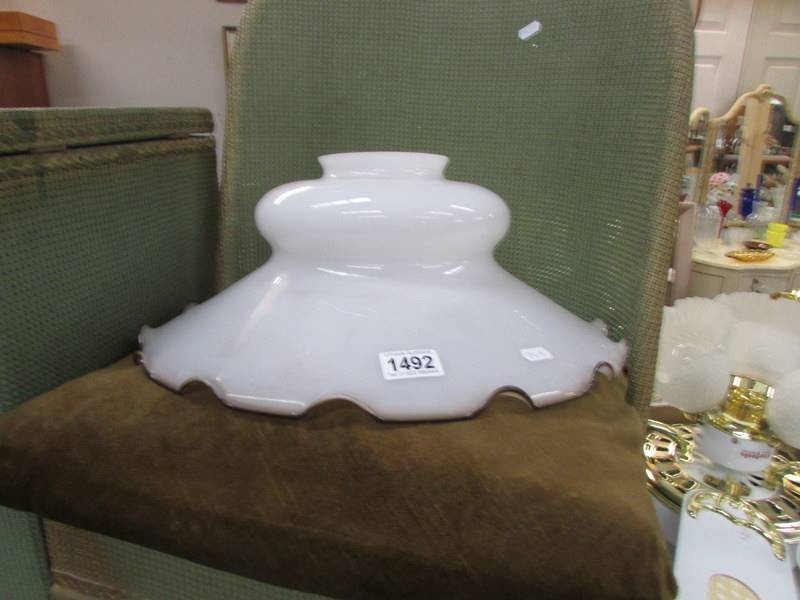 A large white glass lampshade, COLLECT ONLY.