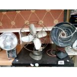 A Handy Breeze 1930's working fan, heater & a Pifco chrome emergency lamp