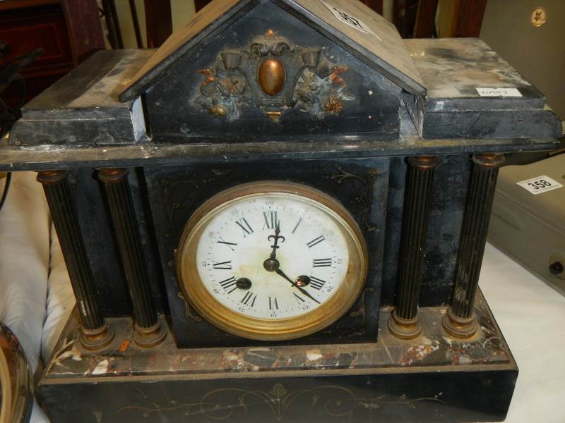 An old mantel clock for restoration,. COLLECT ONLY.