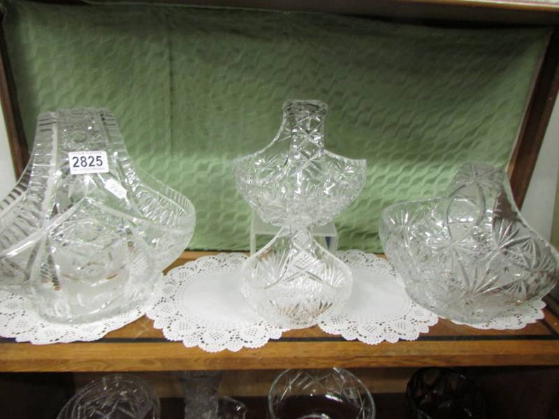 Four cut glass baskets, COLLECT ONLY.