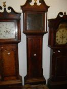 A good oak cased Grandfather clock case with spare hood and 4 spare pendulums, COLLECT ONLY.