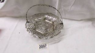 A Birmingham silver 1859, Aston & Son, bon bon dish with handle, 17.5cm diameter, 165 grams/5.8 oz