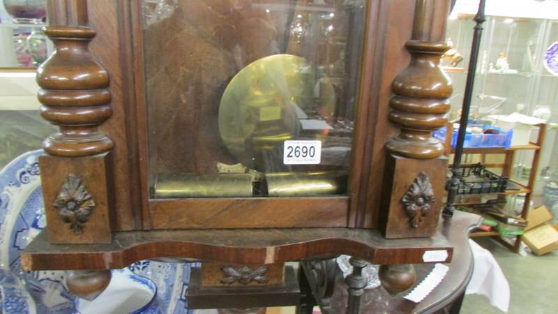 A Victorian mahogany double weight Vienna wall clock, COLLECT ONLY. - Image 3 of 3