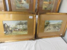 A pair of framed and glazed watercolour farmyard scenes signed J G Sykes, COLLECT ONLY.