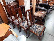 4 urn backed dining chairs with abstract art deco upholstered seats COLLECT ONLY