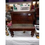 A Victorian mahogany step commode with pottery liner, for restoration (A/F broken leg) COLLECT ONLY