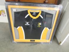 A framed RAF Wadddington RFC shirt presented to Martin Wallhead in recognition of Service