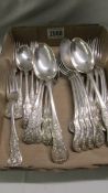 A quantity of hall marked silver King's pattern cutlery, Sheffield 1891, maker J R Round & Sons,