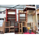 A large lot of timber shelving (5 tall and 7 short)