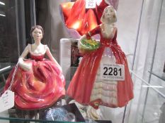 A Royal Doulton figure Janet Hn 1537 and a Staffordshire porcelain figure Samantha,