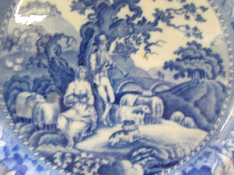 A Victorian blue and white picture plate (no markings). - Image 2 of 3