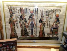 A large gilt framed painting on papyrus. Collect Only.