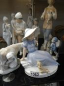 A selection of Lladro style figures etc. Collect Only.