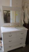 A painted pine dressing table with mirror. COLLECT ONLY.