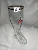 A glass Schultheiss Ale boot