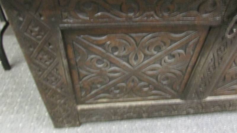 A period carved oak chest, COLLECT ONLY. - Image 2 of 2