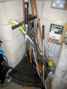 A Good lot of garden tools and a mains strimmer. COLLECT ONLY.