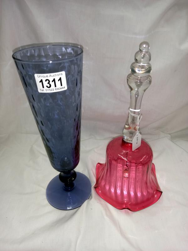 A quantity of glass items including cranberry bell. Collect Only. - Image 2 of 3