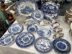 A quantity of blue and white china etc