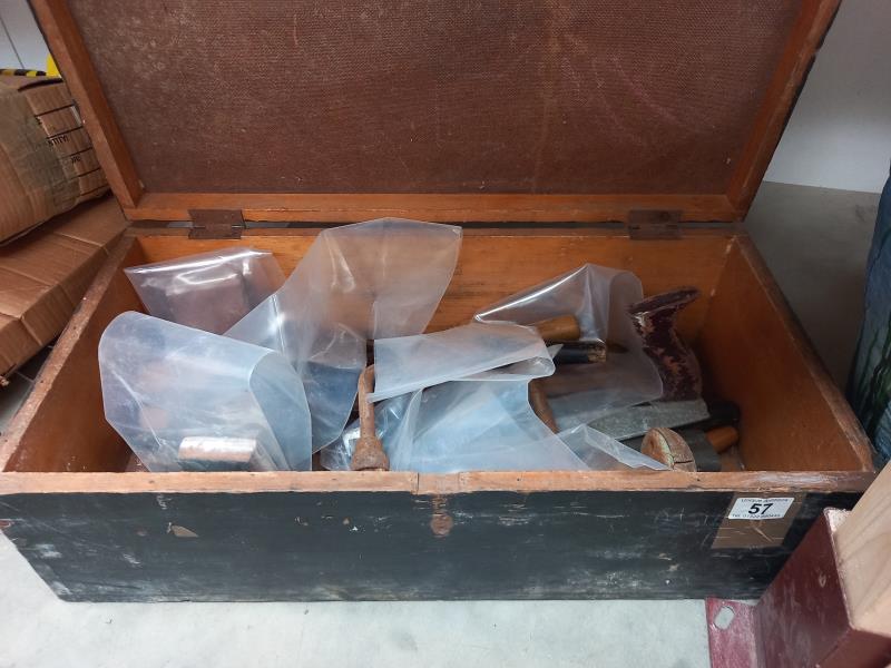 A wooden tool box and contents COLLECT ONLY