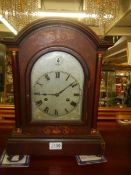 A Victorian inlaid mantel clock. COLLECT ONLY.