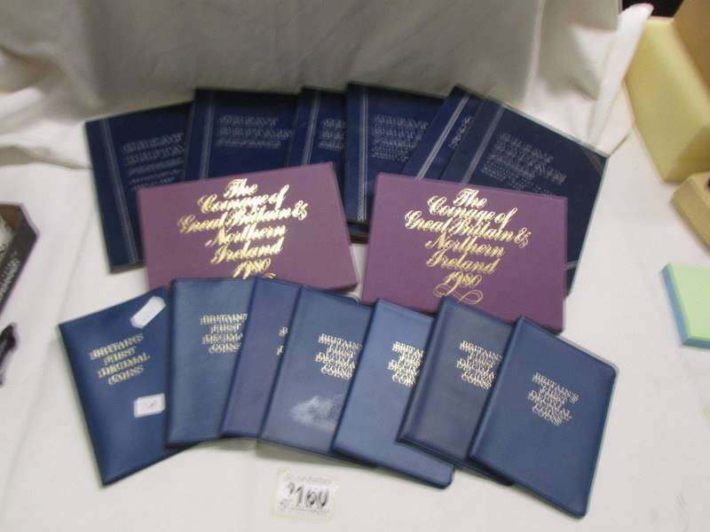 Whitman coin folders, 2 proof sets, 7 first decimal sets.