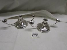 A pair of fine small silver candelabra, Bishtons Ltd., Birmingham.