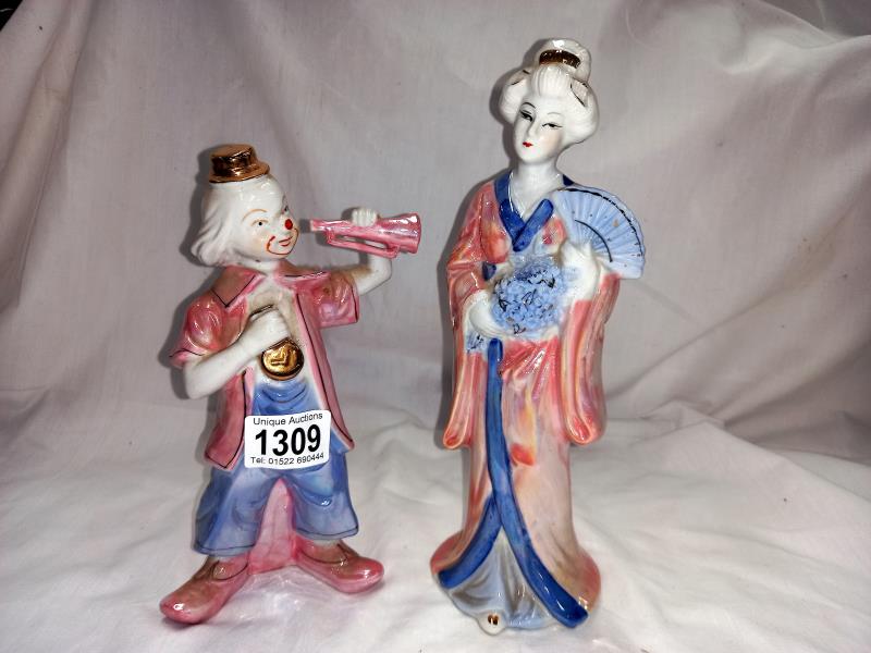 3 Chinese figures & a clown figure - Image 4 of 5
