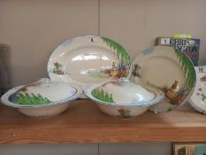 2 Royal Falcon ware tureens & 2 matching meat platters