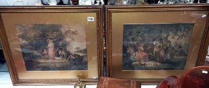 A good pair of gilded & glazed framed engravings. Collect Only.