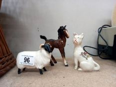 A Beswick ram, a Beswick foal (minor chip to ear) and a crested ware Pug - city of London