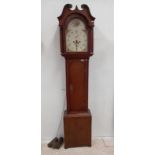 A long case clock with weights and pendulum COLLECT ONLY