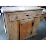 Old pine cabinet 1 door and 1 drawer A/F