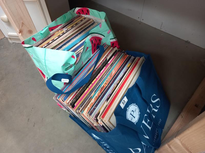 A collection of LP records, broad selection of genres