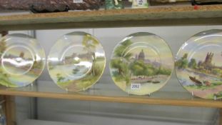 4 hand painted Royal Worcester plates - Worcester Cathedral, St. Paul's from the river signed