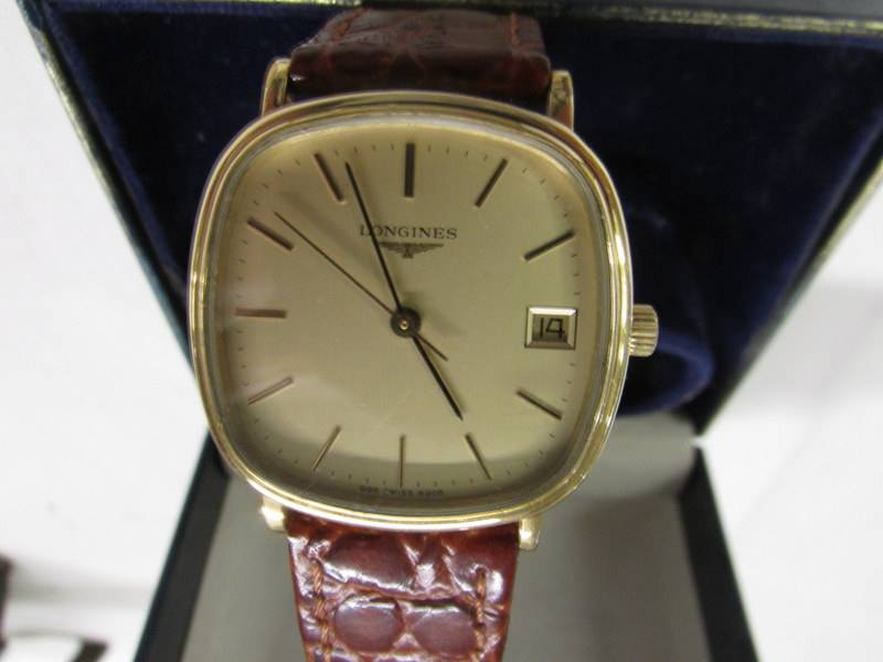 A gold plated manual Longines wrist watch in working order. - Image 3 of 3