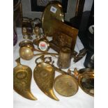 A selection of brass items