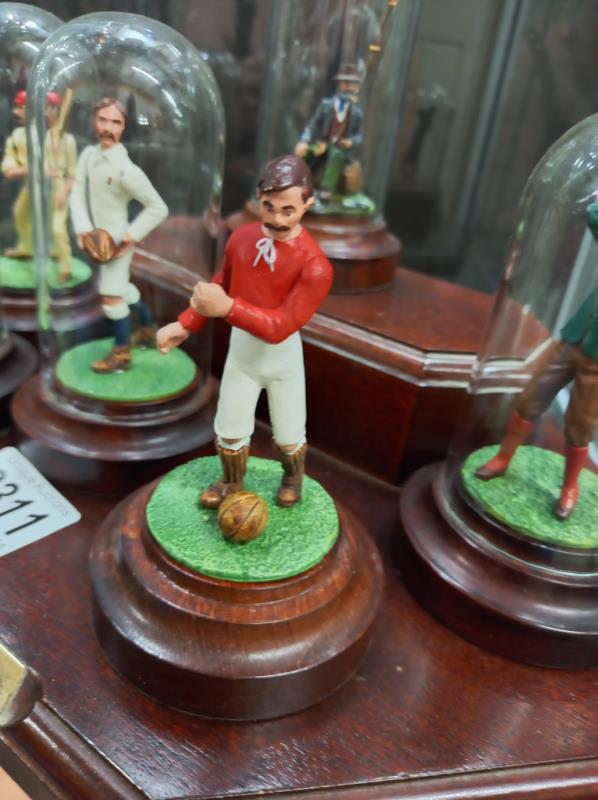 A set of 6 'Our Sporting Heritage' figures under domes and on a stand. - Image 2 of 8