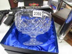 A boxed Rockingham Crystal footed bowl.