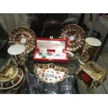 Eight pieces of Royal Crown Derby including table lighters (one lighter a/f).